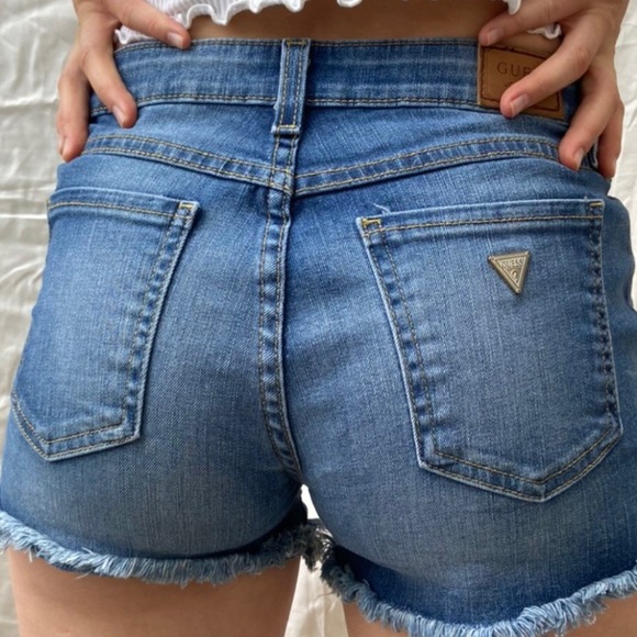 Guess shorts jean booty daisy duke stretchy blue